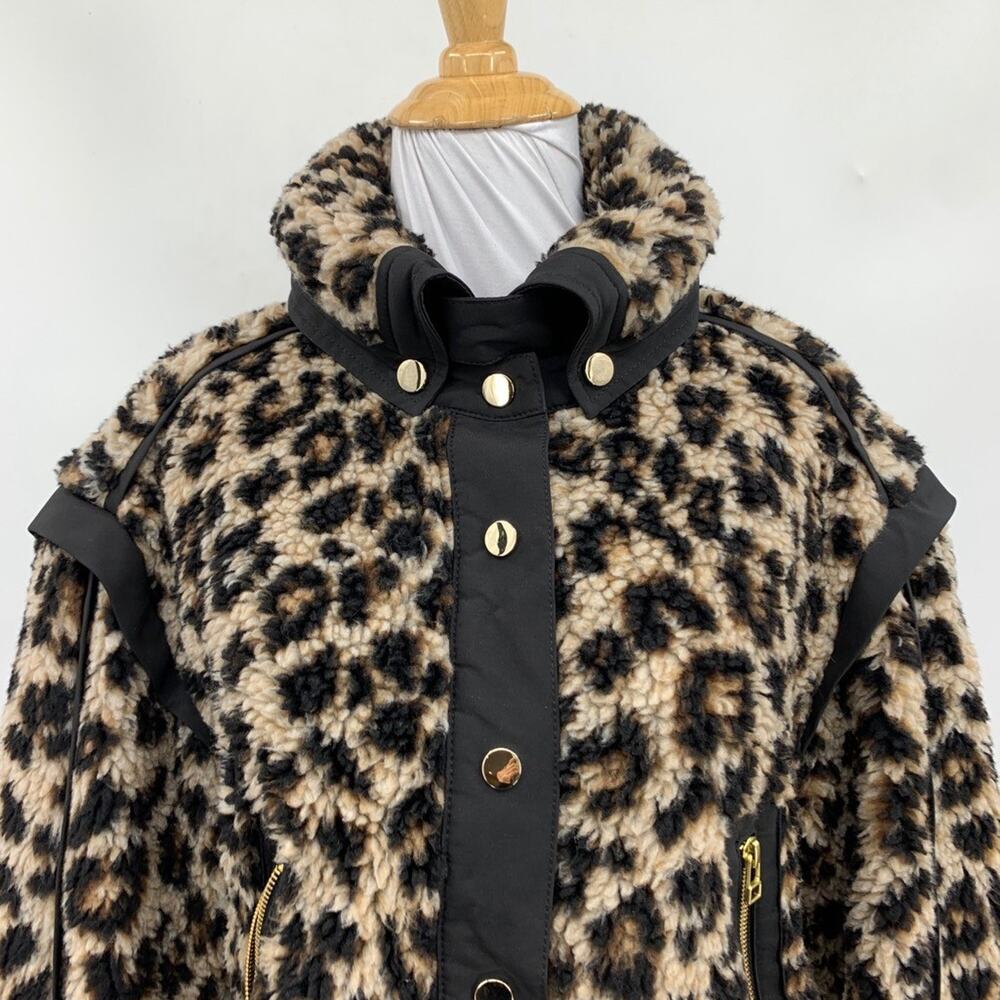 Veronica Beard Jacket Women S Small Anita Animal Print Faux Fur Crop Snap Button - Picture 3 of 15